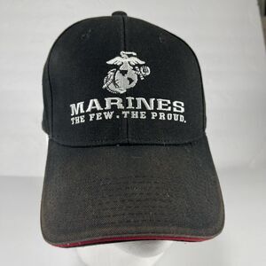 US Marine Corps USMC Hat Black Adjustable Baseball Cap "The Few The Proud